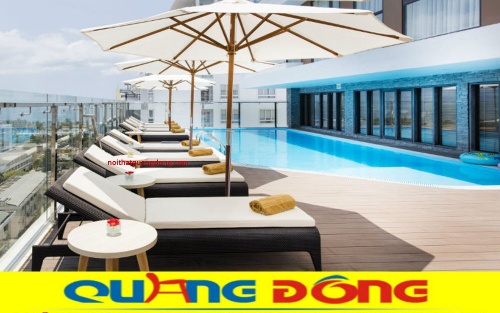 Ghế hồ bơi QD-254 màu đen|Mẫu giường nằm tắm nắng giả mây cho bể bơi