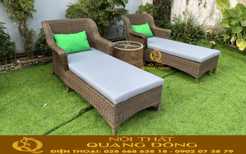 Ghế nằm hồ bơi sử dụng sợi mây nhựa tròn cao cấp