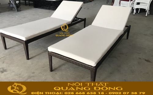 Ghế nằm thư giãn tắm nắng cho hồ bơi đan sợi mây nhựa giả mây cao cấp QD-585