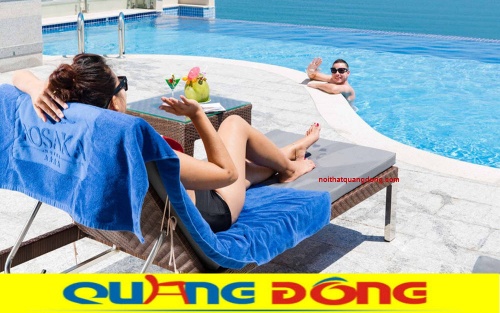 Ghế hồ bơi QD-1244 ghi hình tại Rosaka hotel nha trang