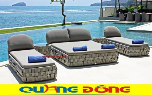 Ghế nằm hồ bơi QD-1245 sản phẩm giường tắm nắng giả mây cao cấp