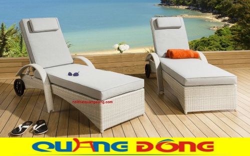 Ghế nằm hồ bơi QD-598 màu trắng kem