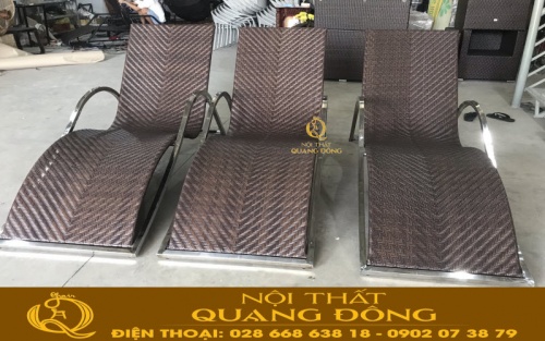 Mẫu ghế nằm thư giãn tắm nắng cho hồ bơi bằng nhựa giả mây QD-580