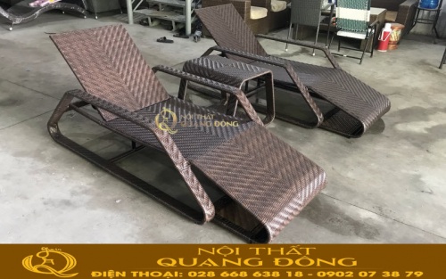 Ghế nằm hồ bơi giả mây tại xưởng Nội Thất Quang Đông