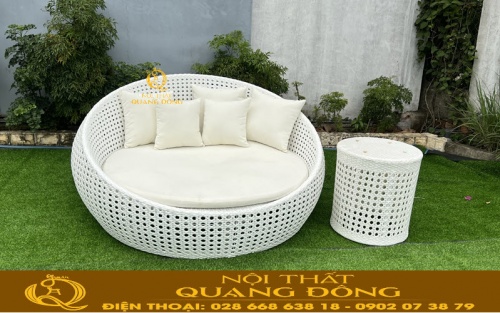 Giường tắm nắng cho hồ bơi bãi biển gam màu trắng tinh khôi QD-512