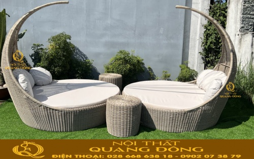 Mẫu giường tắm nắng có mái vòm QD-544 tại xưởng Nội Thất Quang Đông
