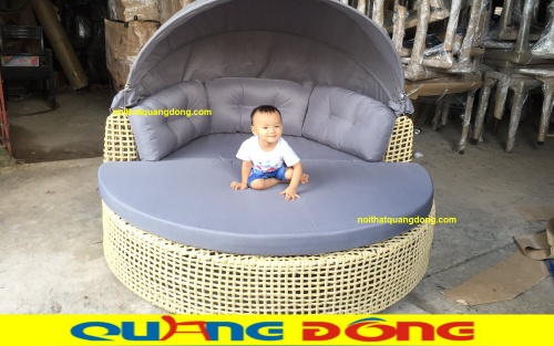 Giường tắm nắng QD-520 màu vàng giả mây