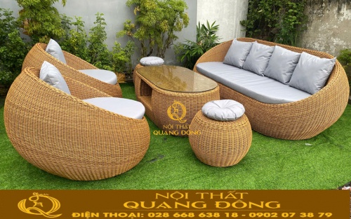 Bộ sofa giả mây QD-753 trưng bày ngoài trời