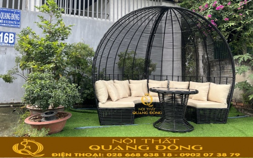 Sofa mây nhựa QD - 755 thiết kế mái vòm sang trọng
