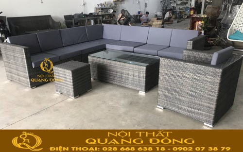 Sofa góc dùng cho sân vườn ngoài trời QD-613