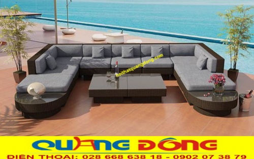 Sofa ngoài trời thiết kế lắp ghép tạo thành hình chữ U dùng cho sảnh lớn hay sân vườn, khu vực bể bơi