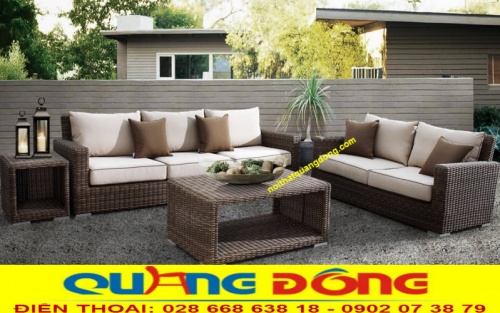 Sofa giả mây dùng cho sân vườn ngoài trời QD-659
