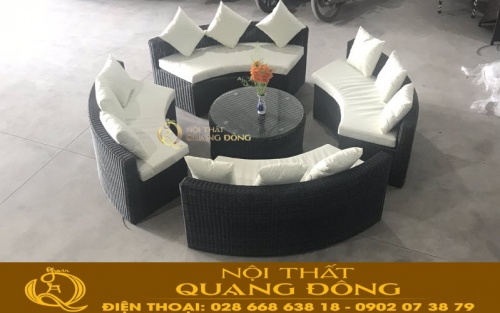 Mẫu sofa giả mây QD-698 màu xám đậm