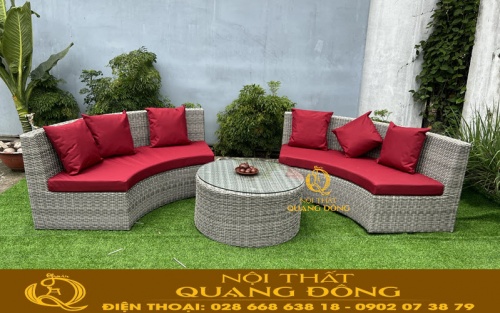 Mẫu sofa bán nguyệt bằng mây nhựa QD-698