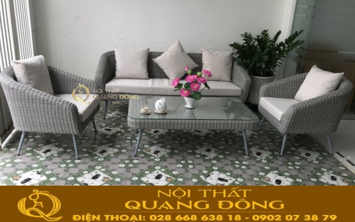 Sofa giả mây dùng cho ngoại thất sân vườn QD-701