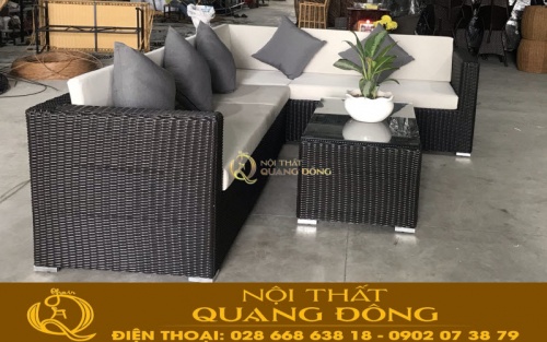 Mẫu sofa góc chữ L bằng mây nhựa giả mây QD-709