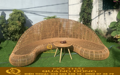 Ghế sofa ngoài trời giả mây không dùng nệm lót QD-712