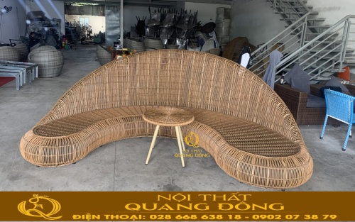 Ghế sofa giả mây QD-712 không có nệm tại xưởng Nội Thất Quang Đông