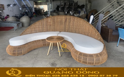 Ghế sofa giả mây hoàn thiện tại xưởng Nội Thất Quang Đông