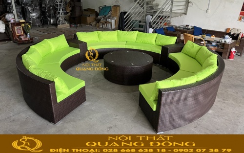 Sofa giả mây QD-713 với màu nâu giả gỗ sang trọng