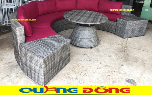 Sofa giả mây QD-605 màu xám khói