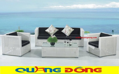 Sofa giả mây QD-645 đan mắt cáo màu trắng
