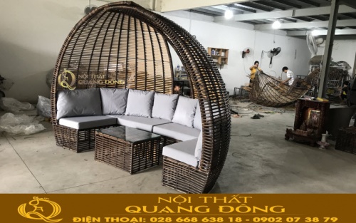 Sofa ngoài trời có mái vòm QD-660 chụp góc nghiêng