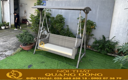 Xích đu mây nhựa QD - 502 rộng rãi, êm ái