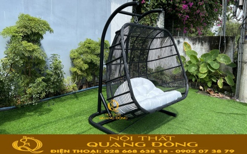 Xích đu mây nhựa QD-427 màu đen