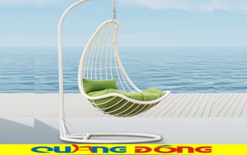 Xích đu mây nhựa QD-400 gam màu trắng tinh khôi