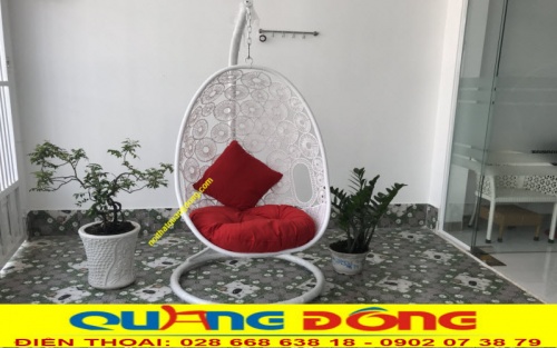 Xích đu mây nhựa QD-429 màu trắng