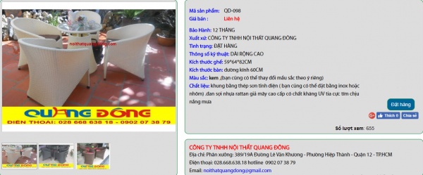Website bán ghế nhựa giả mây uy tín có đủ tính năng, như kích thước, xuất xứ, rõ ràng