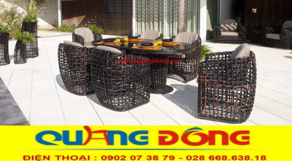 Mẫu ghế nhựa giả mây cao cấp dùng cho sân vườn ngoài trời