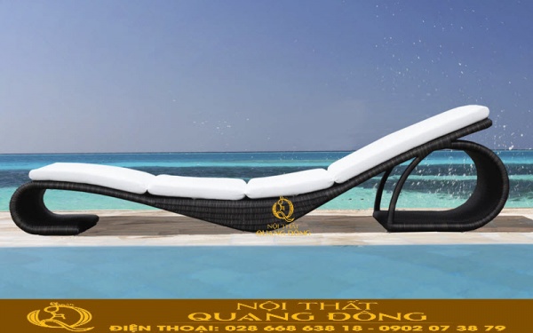 Ghế nằm hồ bơi giả mây QD-1242 kiểu dáng cách điệu sang trọng độc đáo