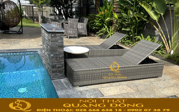 Ghế hồ bơi QD-1270 gam màu xám chu kỳ sang trọng