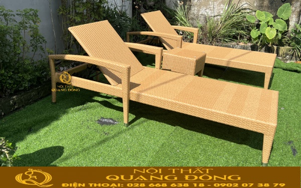 Ghế nằm hồ bơi mây nhựa QD-1275 thiết kế với đầy đủ tiện nghi