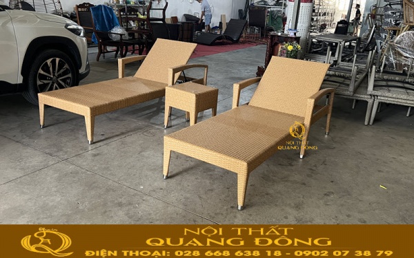 Ghế nằm hồ bơi mây nhựa QD-1275 sản xuất trực tiếp tại xưởng sản xuất Nội Thất Quang Đông