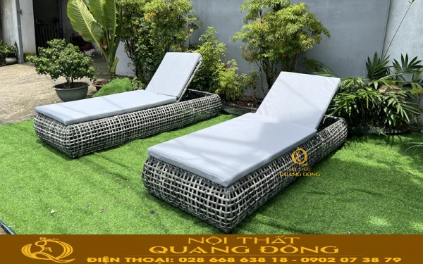Ghế hồ bơi giả mây QD-1281 sử dụng nệm mousse 5cm êm ái