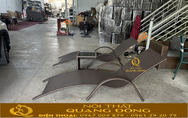 Ghế hồ bơi giả mây QD-1282 vừa được hoàn thiện tại xưởng Nội thất Quang Đông