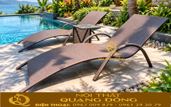 Ghế hồ bơi giả mây QD-1282 sự thư giãn tiện nghi cho khu vực hồ bơi