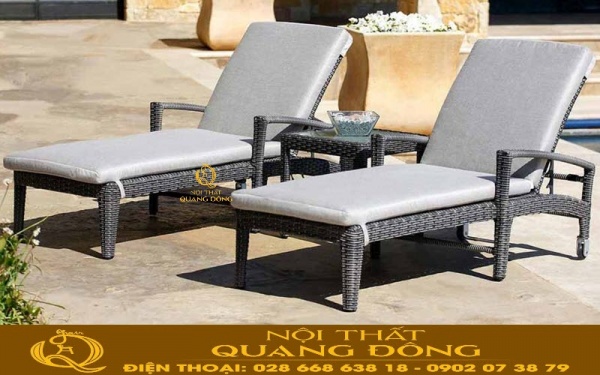 Mẫu ghế nằm thư giãn tắm nắng cho bể bơi, bãi biển đan nhựa giả mây êm ái sang trọng