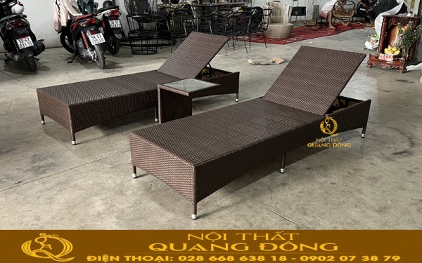 Ghế hồ bơi đan nhựa giả mây sản xuất tại xưởng Nội Thất Quang Đông