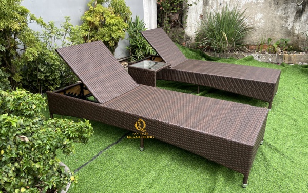 Ghế hồ bơi mây nhựa QD - 248 kiểu dáng dài mềm mại tạo cảm giác thư giãn tối đa