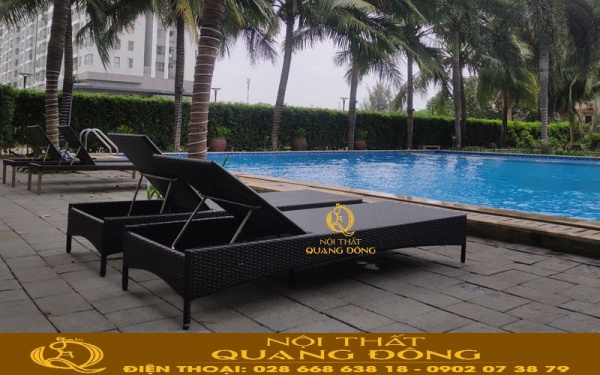 Ghế hồ bơi giả mây QD - 248 có thể nâng hạ linh hoạt theo nhiều góc độ khác nhau