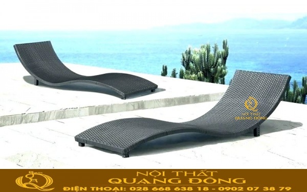 Mẫu ghế nằm thư giãn tắm nắng QD-570 thanh gọn đơn giản, đẹp cho không gian sân vườn bể bơi