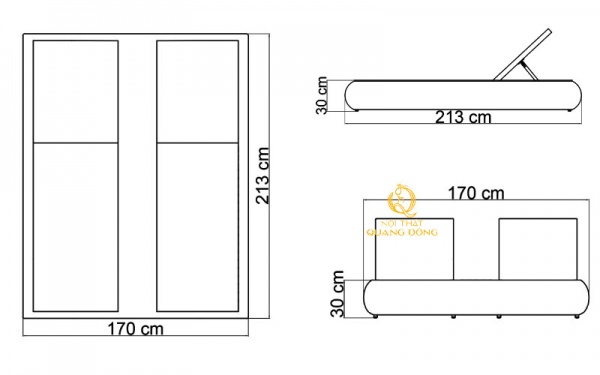 Kích thước ghế nằm hồ bơi QD-587