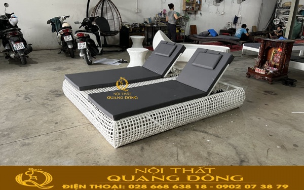 Ghế nằm hồ bơi QD-587 ghi hình tại xưởng Nội Thất Quang Đông
