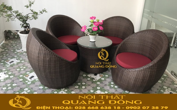 Báo giá chi tiết bộ bàn ghế giả mây hình trứng QD-211 tại Nội Thất Quang Đông