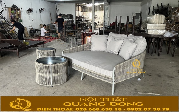 Mẫu giường tắm nắng QD-549 ghi hình tại xưởng Nội Thất Quang Đông