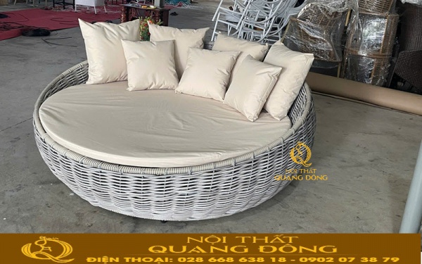 giường tắm nắng mây nhựa QD-553 sản xuất trực tiếp tại xưởng Nội Thất Quang Đông